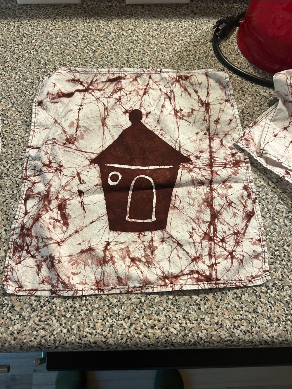 Set of 4 House Print Kitchen Towel - Brown on Cream